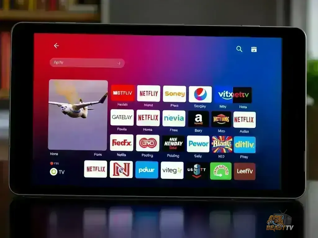 Modern IPTV app interface on Android TV screen