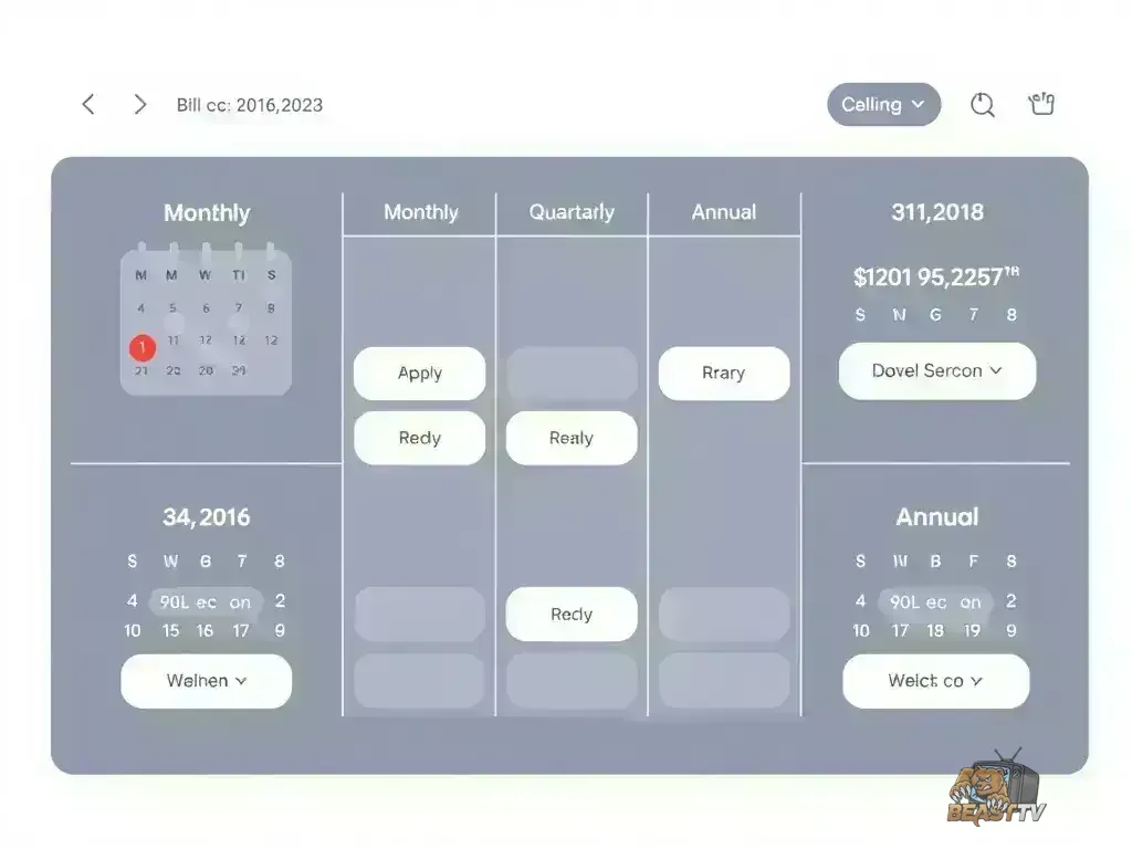Calendar showing different billing cycles
